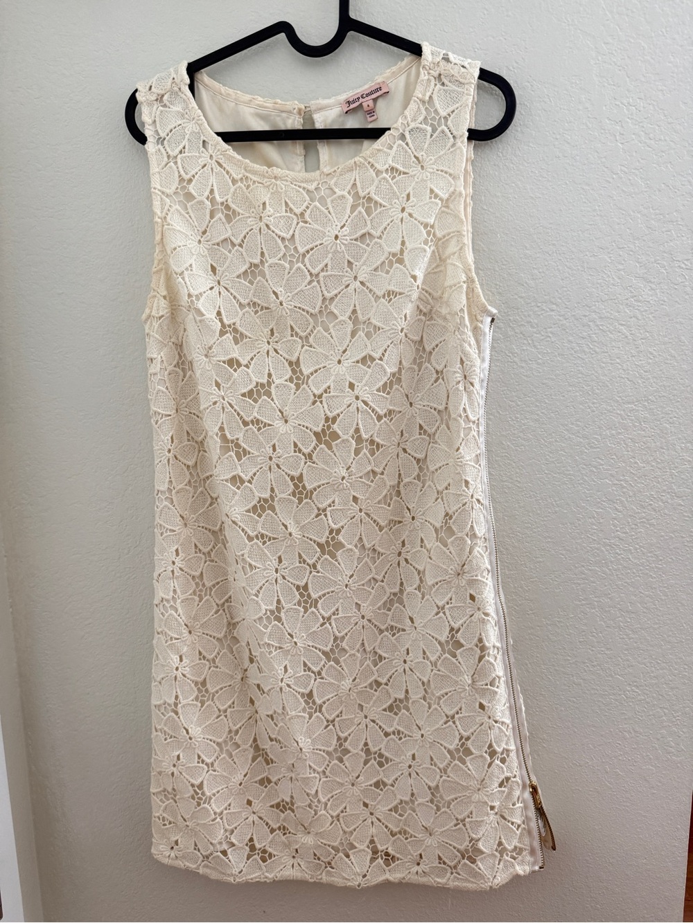 Juicy Couture Cream Floral Crochet Mini Dress